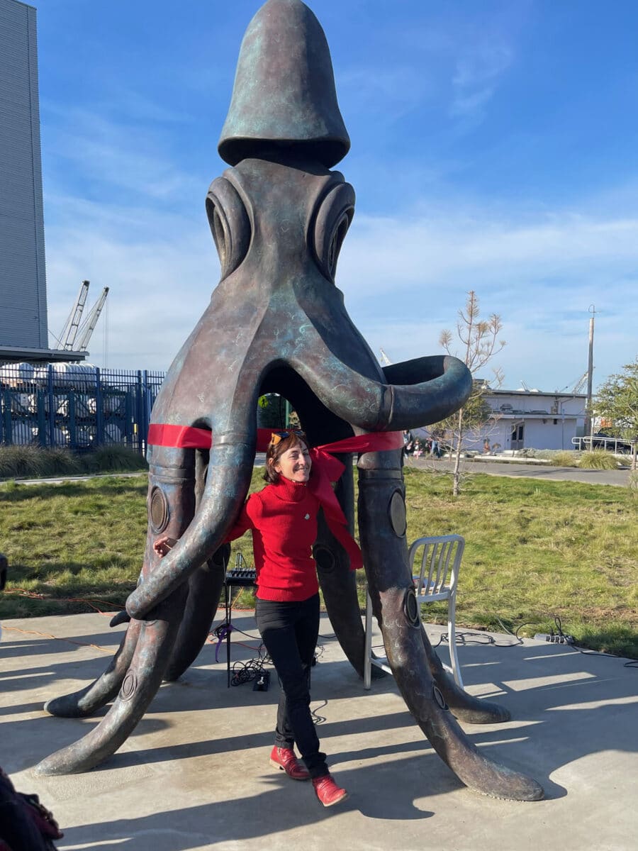 Alameda Post - Rosella Scapini poses with her sculpture Calimar