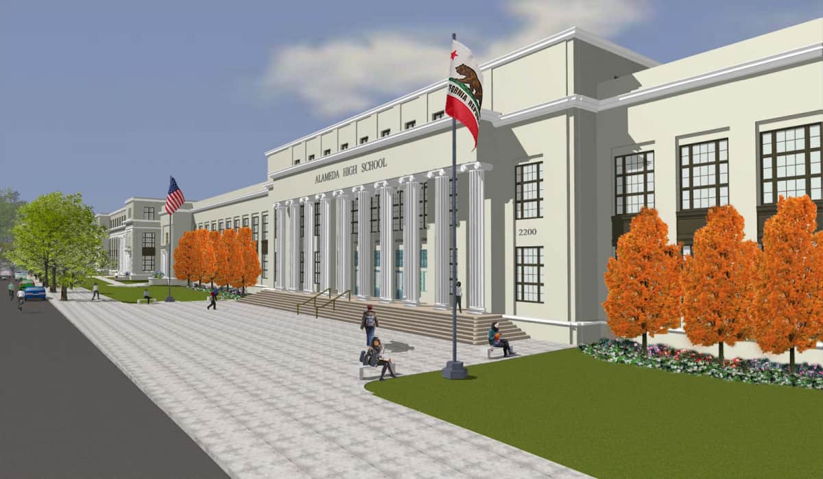 Alameda Post - AUSD rendering of Alameda High School. Measure B would bring improvements to the building