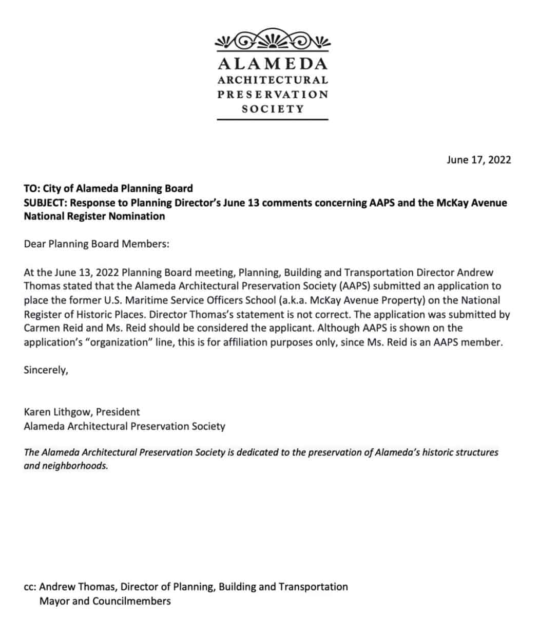 Alameda Post - Letter from AAPS