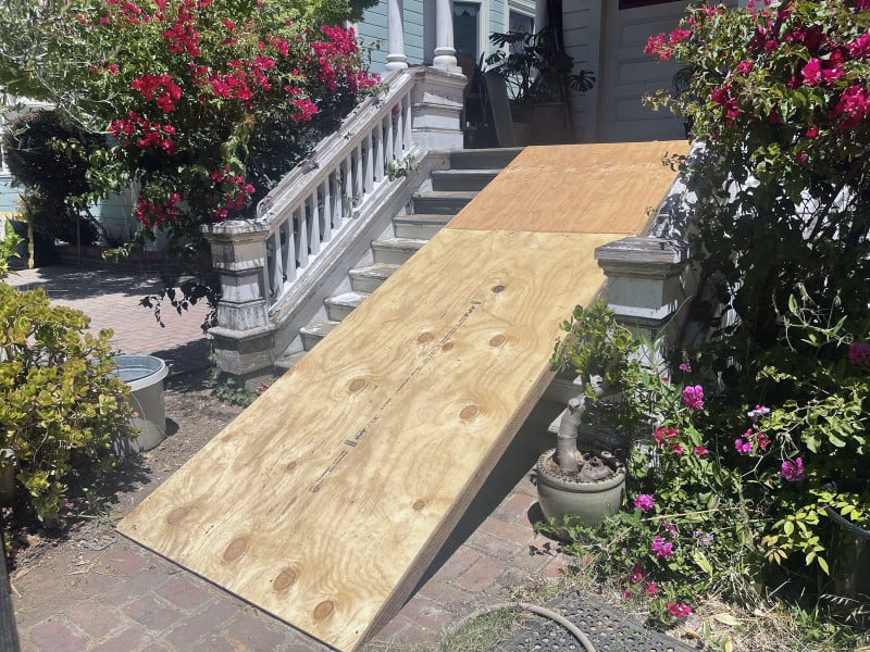 Alameda Post - Bear's-Eye View July 25, 2022 – wooden ramp over stairs