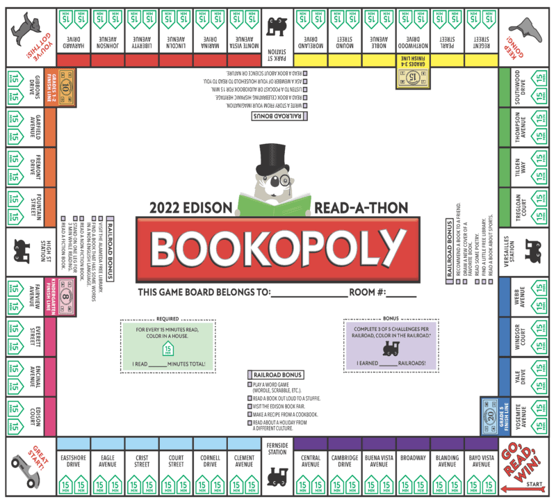 Alameda Post - the game board for Bookopoly at Edison Elementary