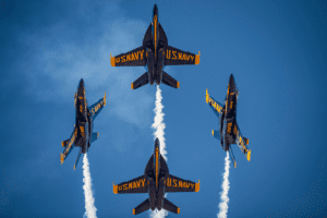 Alameda Post - four Blue Angels places in formation