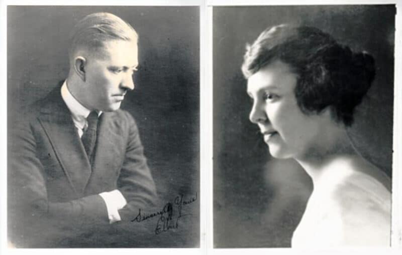 Alameda Post - a portrait of a man and a portrait of a woman. Elbert Ash and Beatrice of the McCord family.