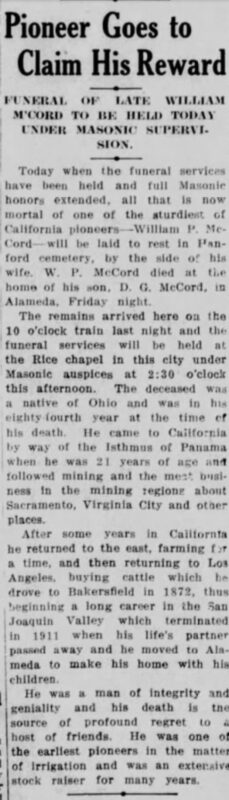 Alameda Post - a newspaper clipping with the headline Pioneer Goes to Claim His Reward reading