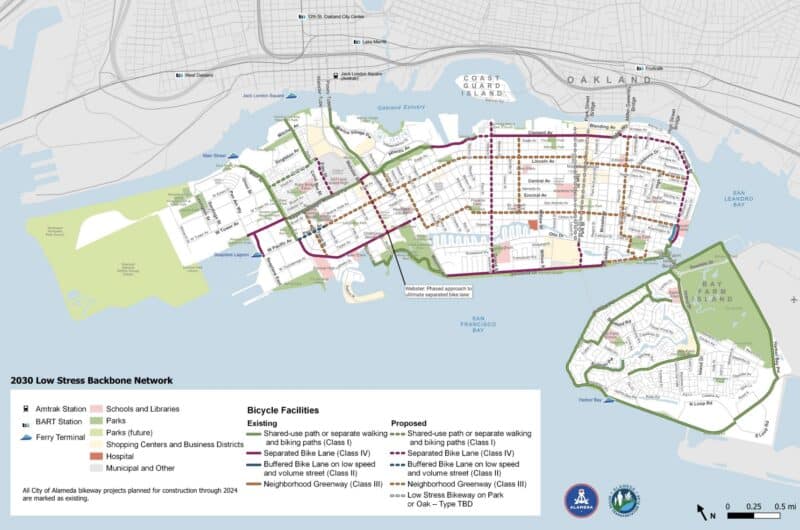 Alameda Post - map of Active Transportation Plan backbone vision