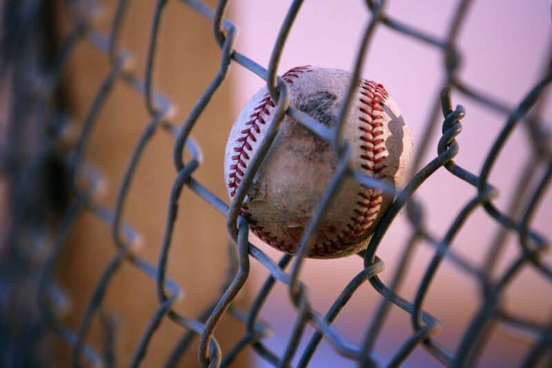 Alameda Post - a baseball stuck in a fence