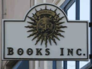 Alameda Post - the Books Inc sign out front of the door of the store. The shop are included in our holiday gift guide