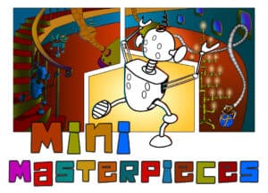 Alameda Post - another graphic that says "Mini Masterpieces" with a dancing robot