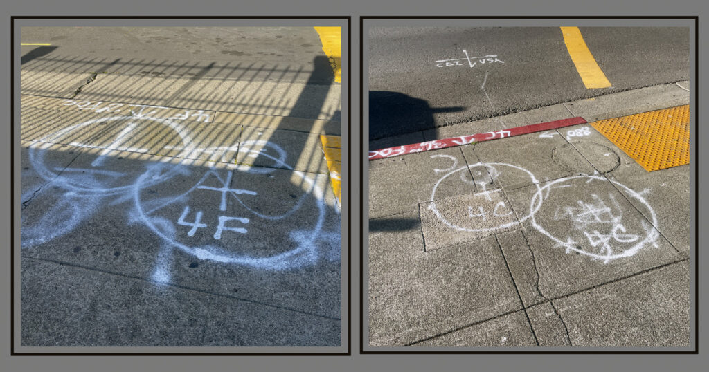 Alameda Post - Bear's-Eye View for February 12, 2023 – markings on the street