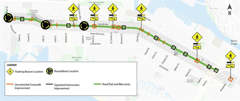 Alameda Post - an overview map of changes for the Lincoln Marshall Pacific Project