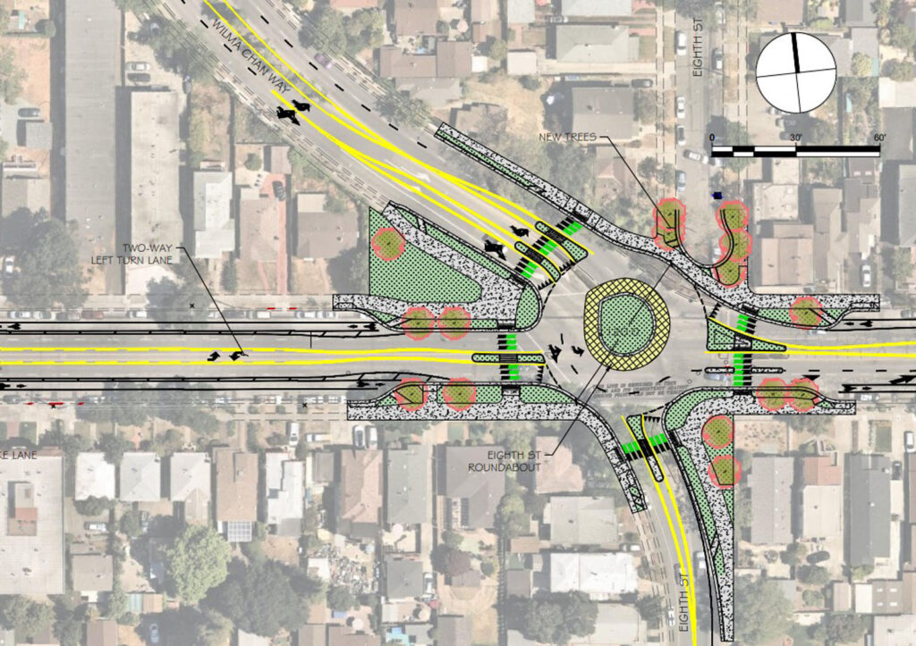 Alameda Post - a proposed round a bout at Eighth Street/Wilma Chan Way and Lincoln Ave.