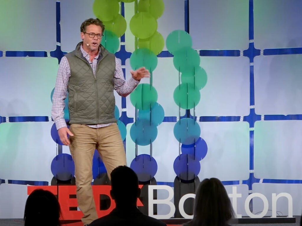 Alameda Post -Jonathan DeLong talks on a TedX Stage in Boston