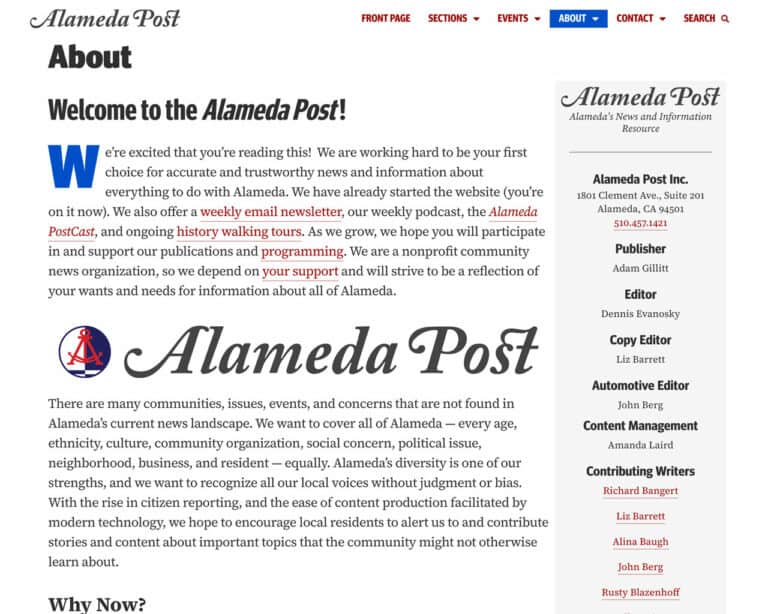 Alameda Post - About page