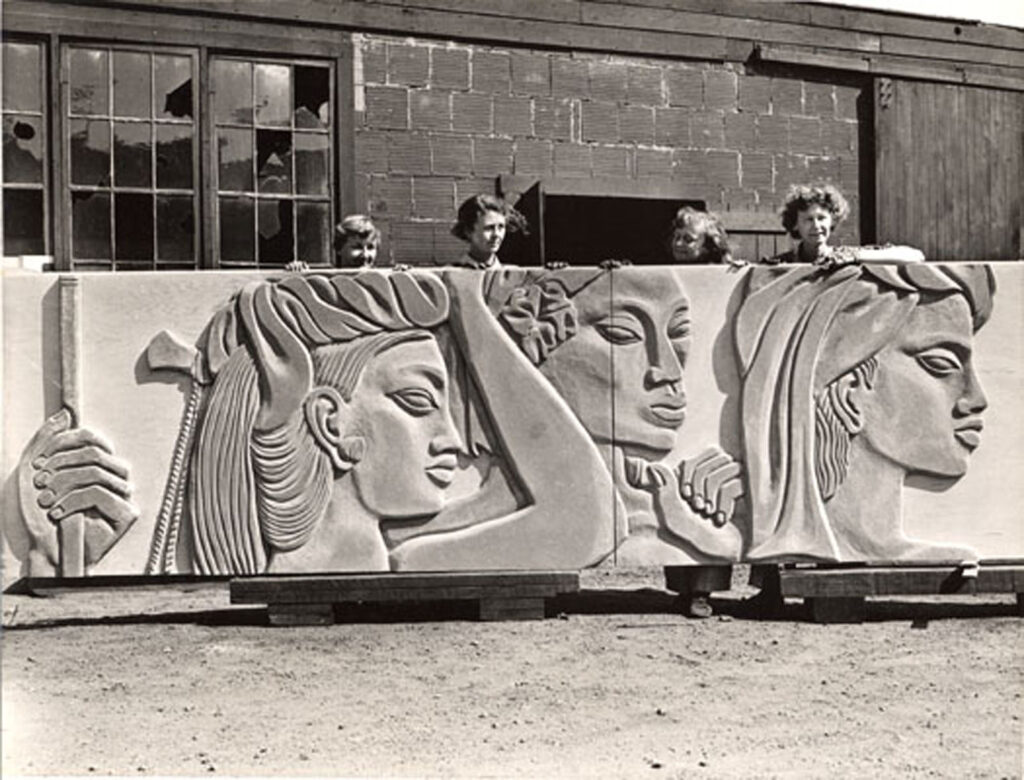 Alameda Post - the Bruton sisters hold up a giant mural