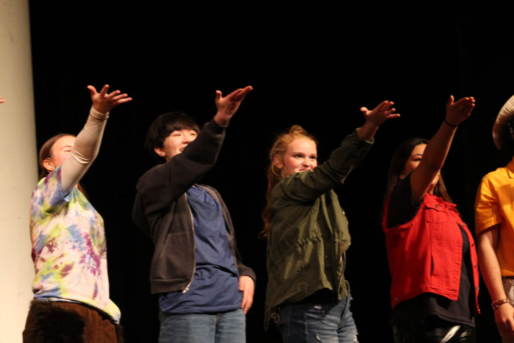 Alameda Post - actors in a line onstage in The Lightning Thief