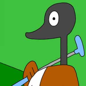Alameda Post - goose holds a golf club