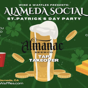 Alameda Post - Wine and Waffles St Patrick's Day celebration poster