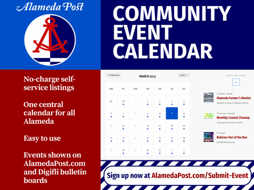 Alameda Post - a screenshot of the Alameda Post Community Event Calendar