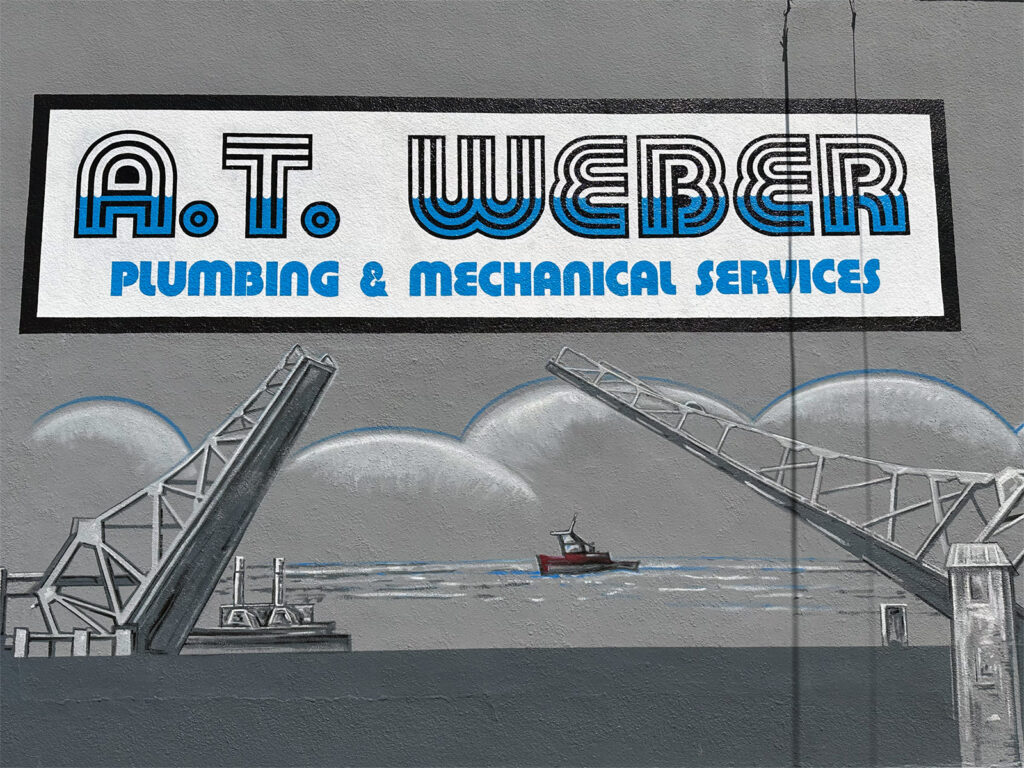 Alameda Post - the mural of the waters of the Bay at AT Weber