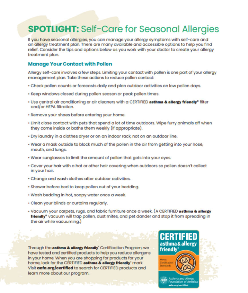 Alameda Post - an infographic on allergy self care