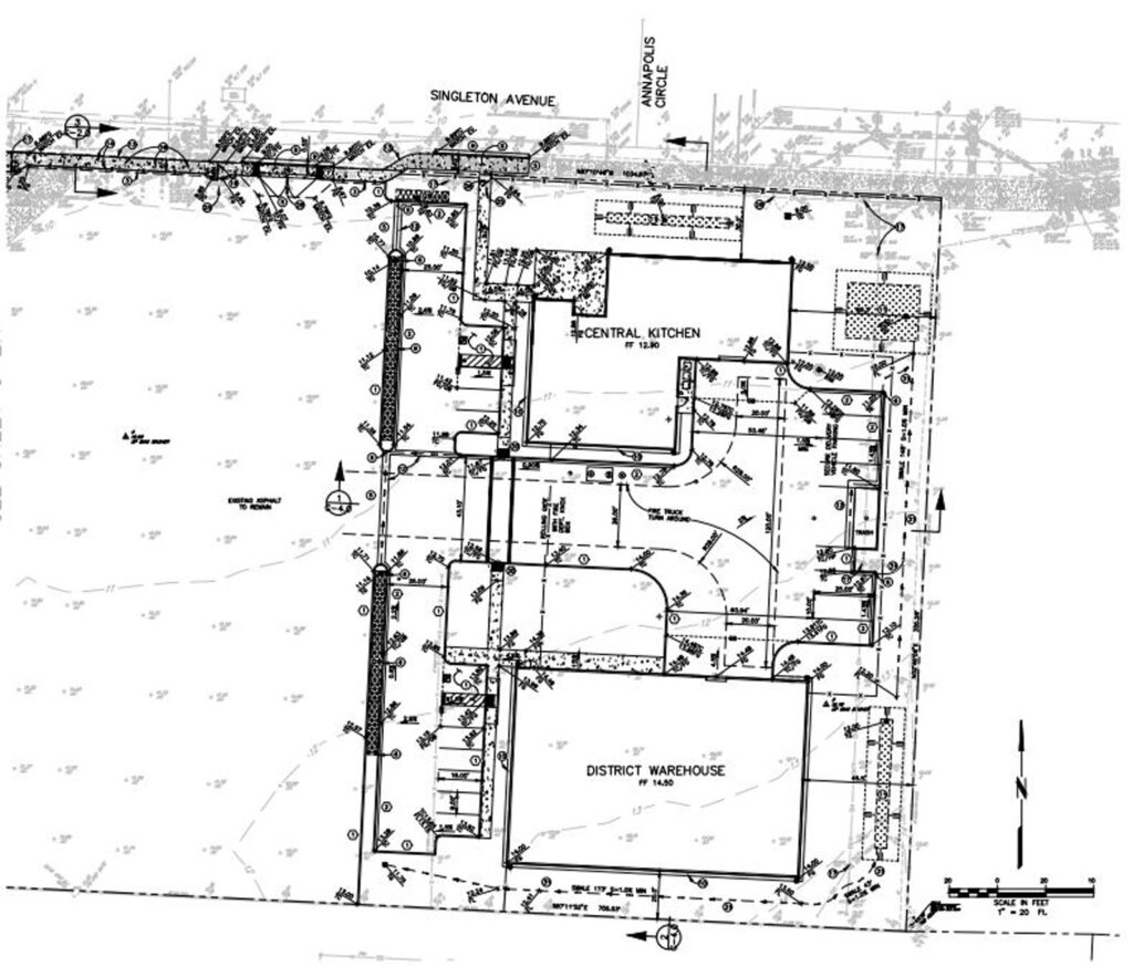 Alameda Post - a blueprint of a central kitchen and district warehouse on property to be used by AUSD