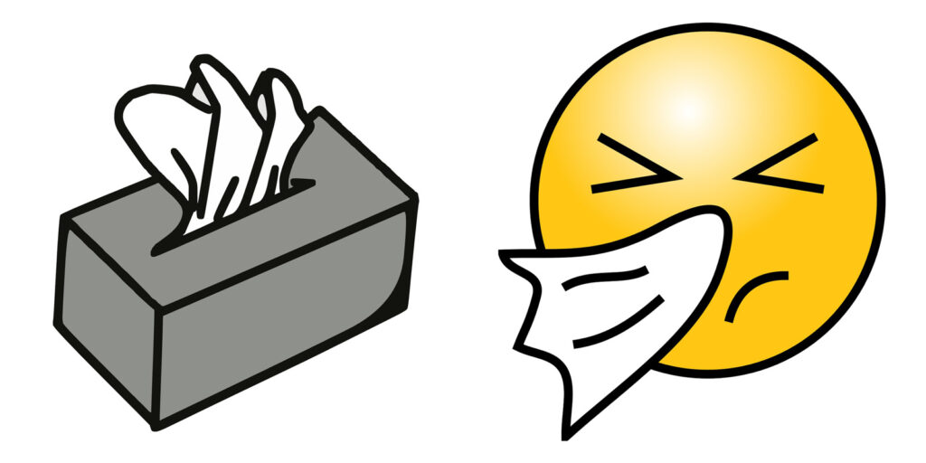 Alameda Post - a tissue box and an emoji blowing its nose