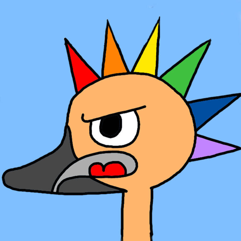 Alameda Post - cartoon Gosling with a rainbow mohawk