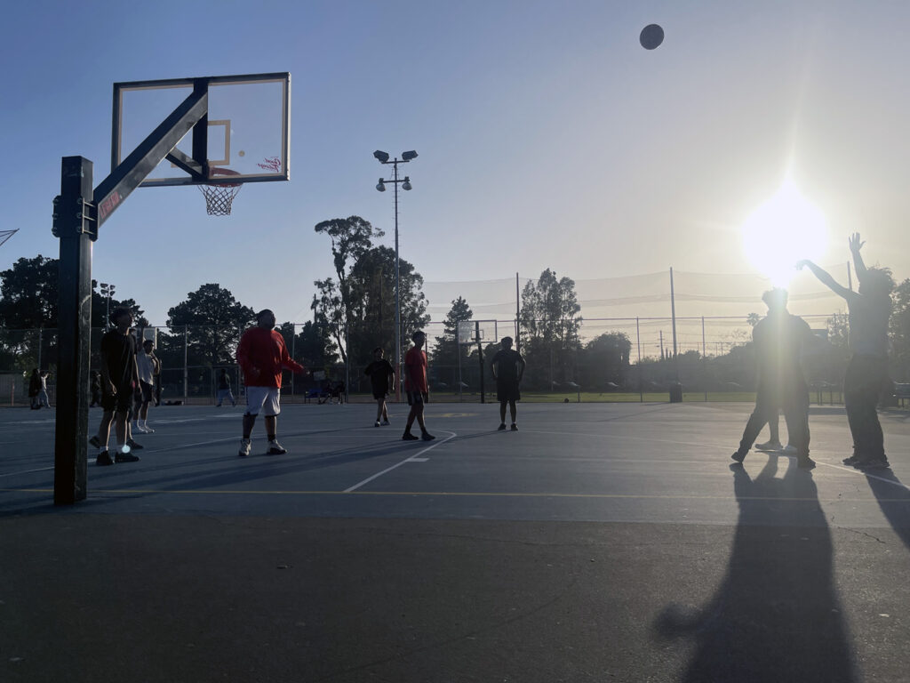 Alameda Post - Bear's-Eye View of Alameda for June 5, 2023 — three point shot from playground basketball players