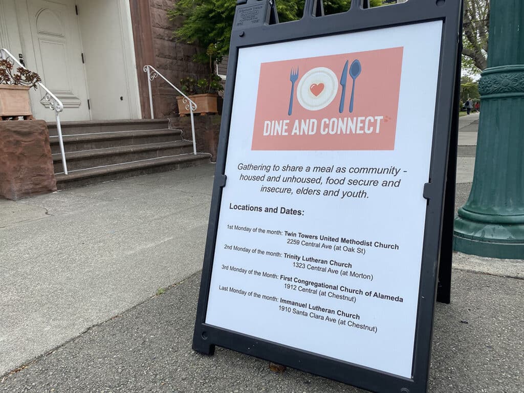 Alameda Post - DIne & Connect sign