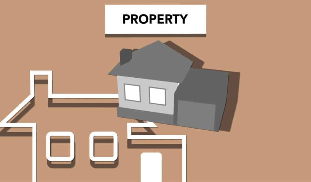 Alameda Post - a simple drawing of a house on a piece of land the the word "Property"