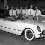 Alameda Post - an old black and white photo of a Chevrolet Corvette