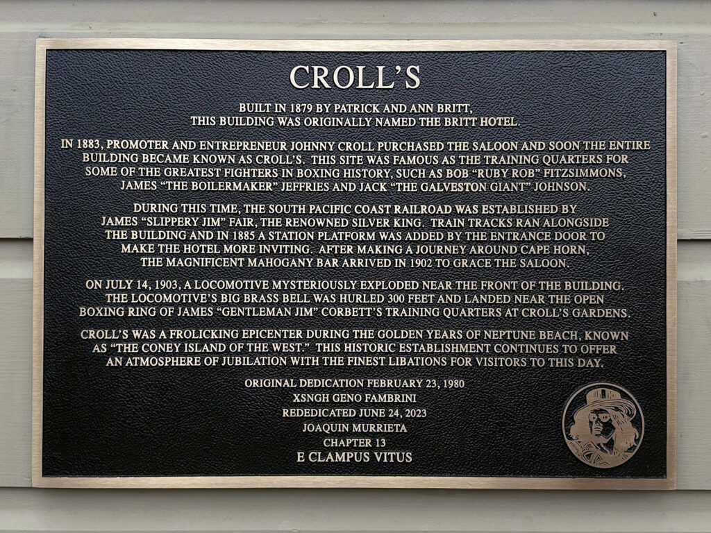 Alameda Post - the new plaque at Croll's