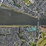Alameda Post - Google satellite image showing the vicinity of the Bay Farm Bridge where human remains were discovered on July 20, 2023.