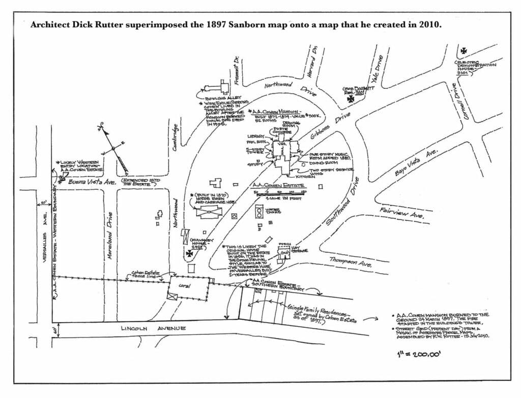 Alameda Post - Bear's-Eye View of Alameda for August 13, 2023 – Dick Rutter's 2010 map superimposed over the 1897 Sanborn map.