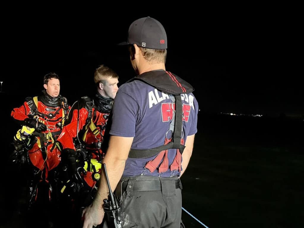 Alameda Post - Alameda fire fighters, several of which are dressed in scuba gear