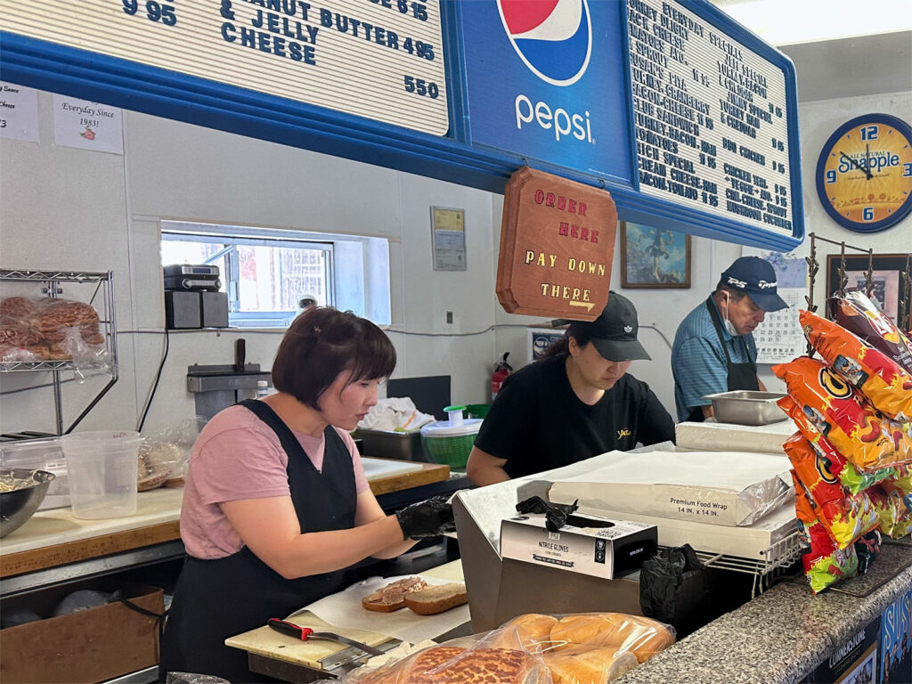Alameda Post - the inside of Sandwich Board with a counter to order and pay at