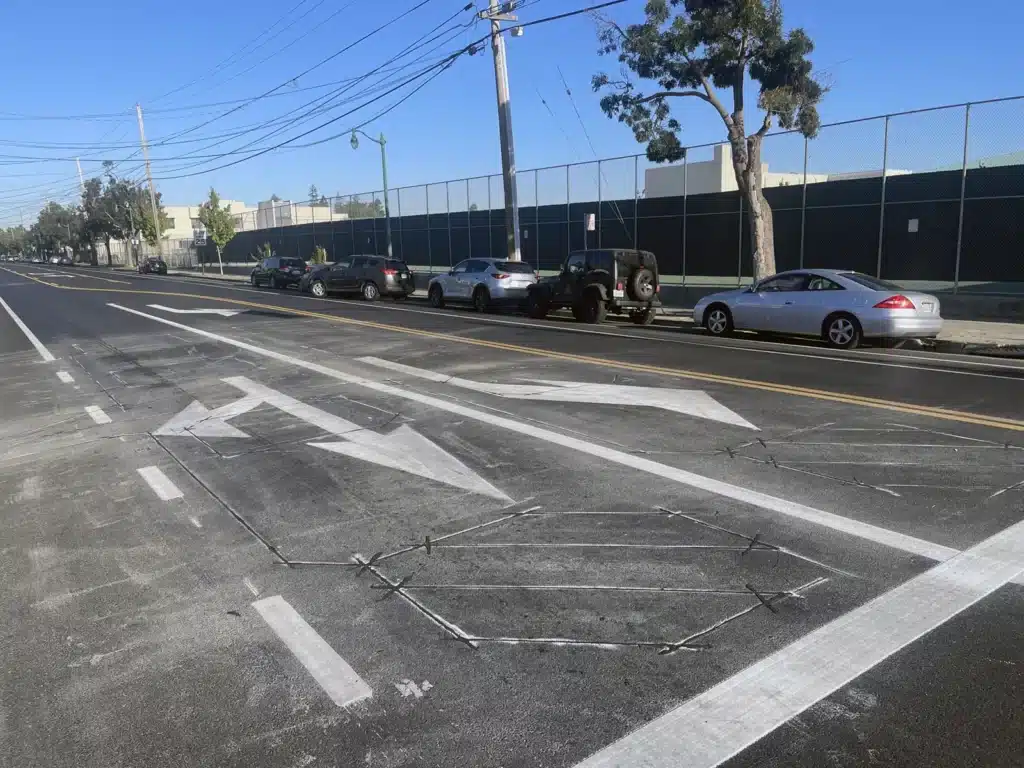 Alameda Post - Bear's-Eye View of Alameda for October 8, 2023 – cuts in the asphalt for signal actuators