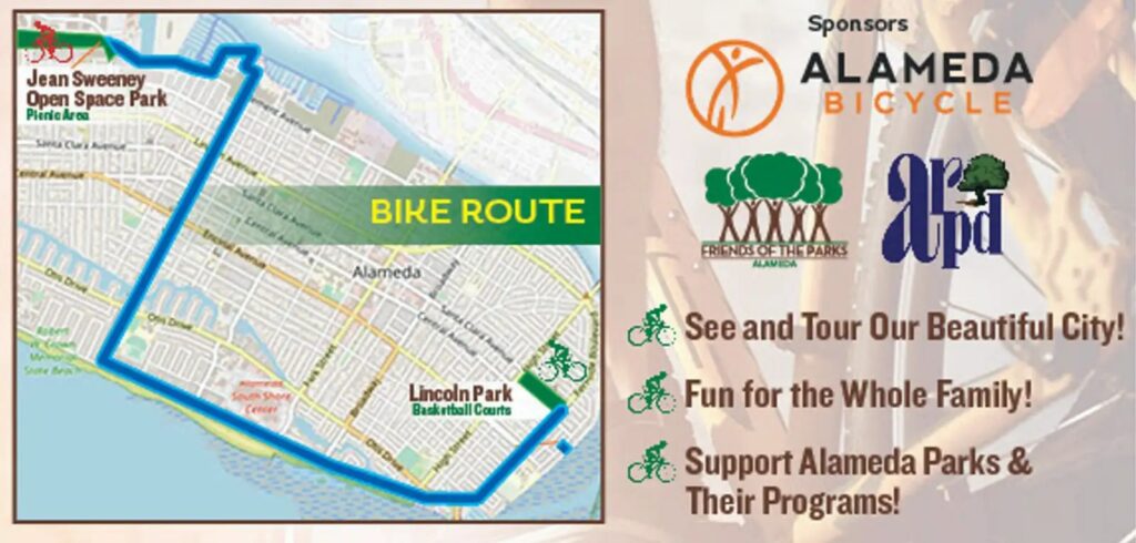 Alameda Post - a map of the route the 2023 Family Fun Ride