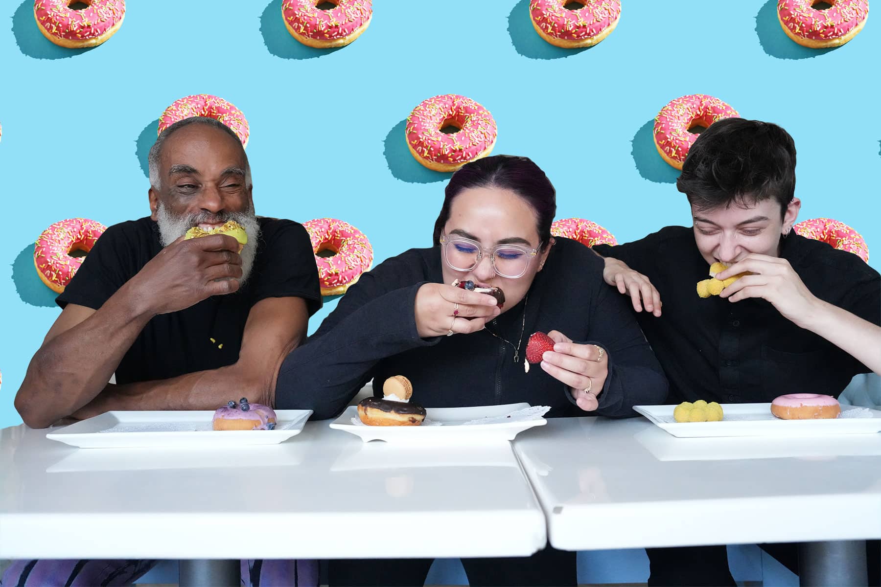 Alameda Post - three people eating donuts