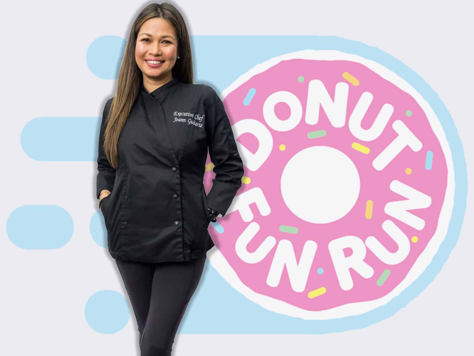 Alameda Post - Joann Guitarte next to a Donut Fun Run sign