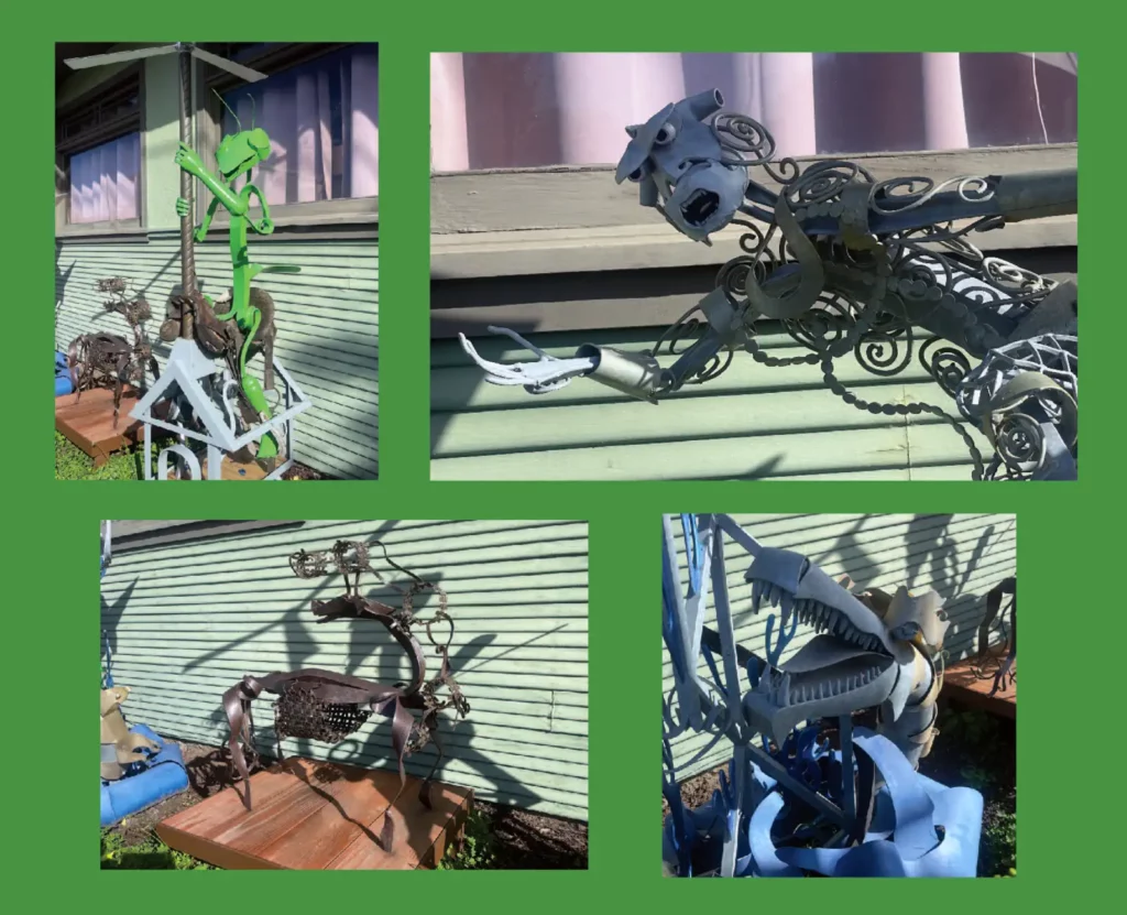 Alameda Post - Bear's-Eye View of Alameda for January 28, 2024. Metal yard sculptures.