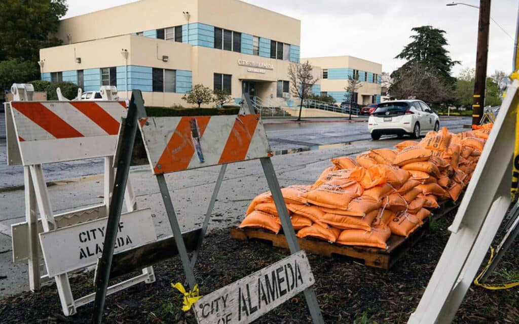 Alameda Post - Sandbag station at City Hall West.