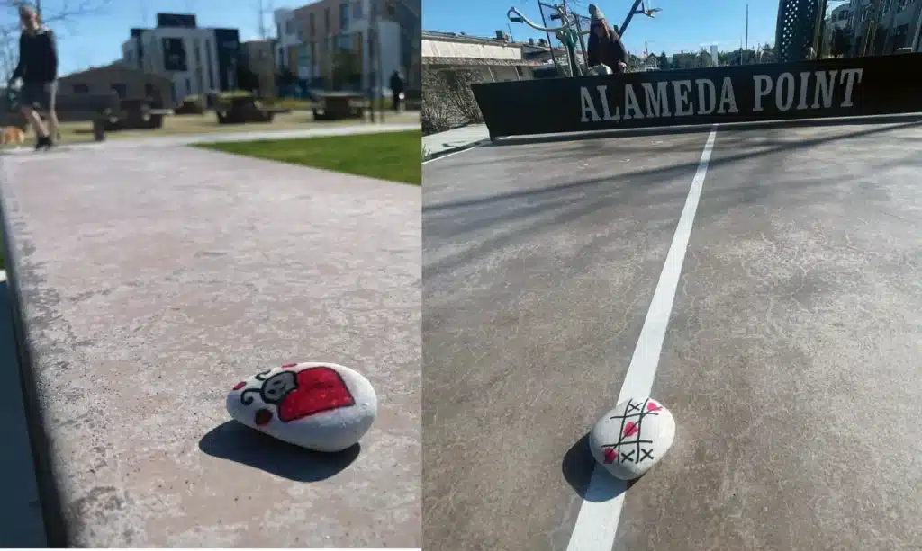 Alameda Post - Bear's-Eye View of Alameda for February 11, 2024. Painted rocks.