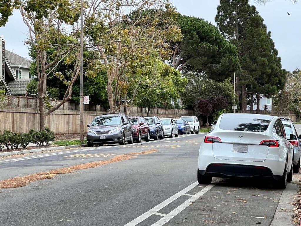 Alameda Post - bike lanes with parked cars in them