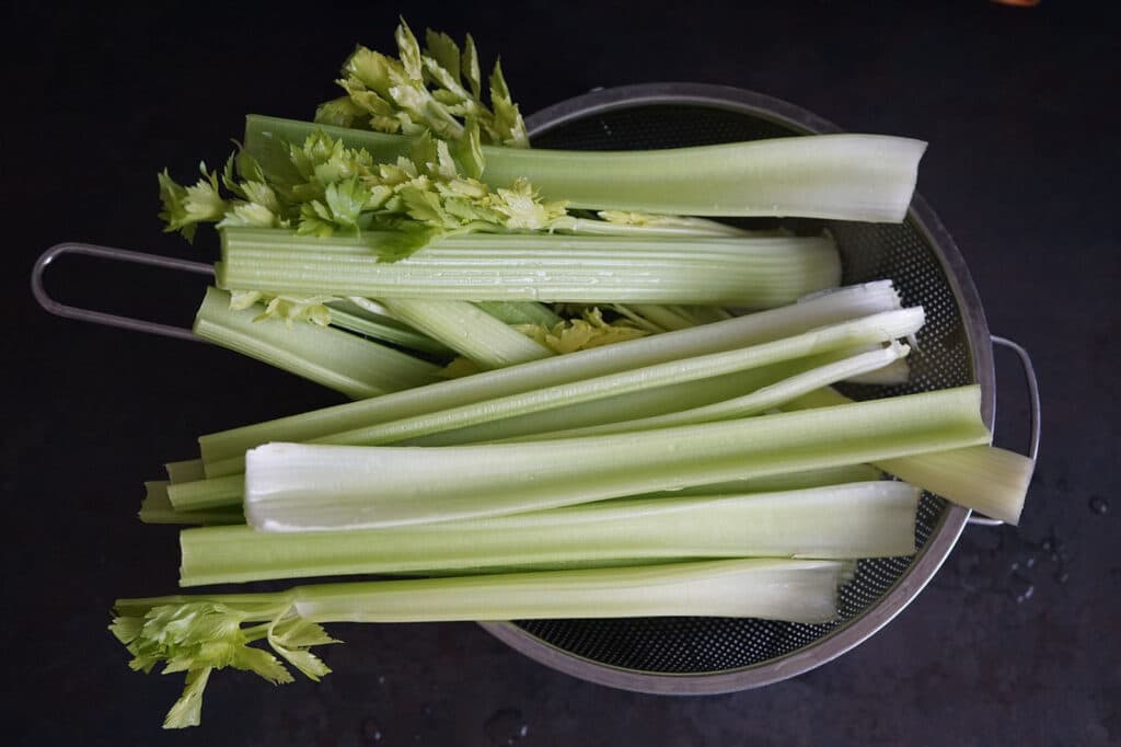 Alameda Post - celery in a strainer 