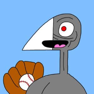 Alameda Post - a coot from Two Birds from Alameda holds a baseball in a glove