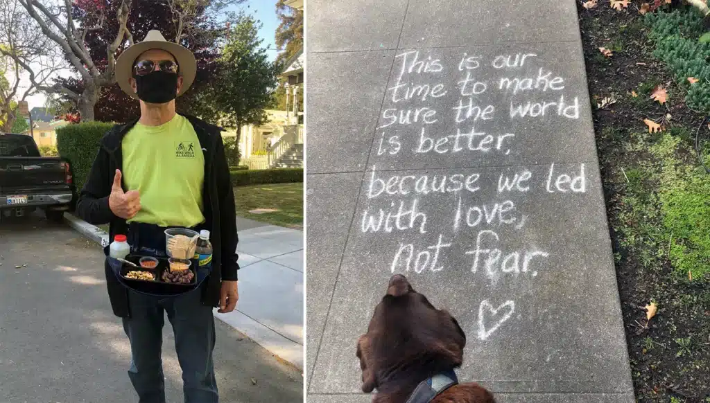 Alameda Post - Human companion Jeff enjoys a walking happy hour, and original B-EV correspondent, Bear, finds some inspirational sidewalk poetry