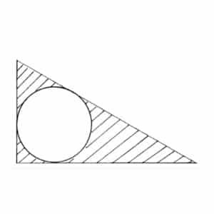 Alameda Post - a right triangle with an inscribed circle. The area of the triangle besides the circle is shaded