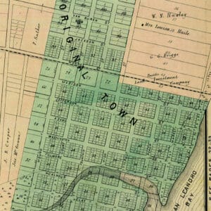Alameda Post - Detail of Thompson and West map of the Original Town of Alameda from 1878