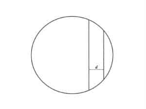 Alameda Post - A perfect circle with two parallel chords. The chords are not the same length, and the distance between them is d
